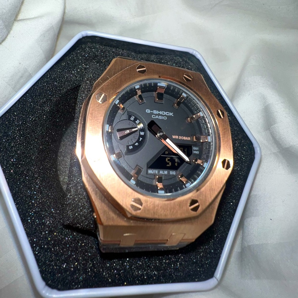 Custom G-Shock Casioak GMA-2100 AP Style Watch in Rose Gold